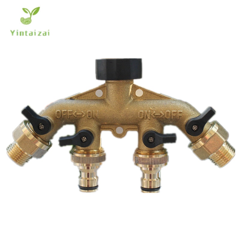 Garten 4 Weg Schlauch Splitter Durcheinander Wasser Anschluss Verteiler Schlauch Anschluss mit Kupfer Stecker für draussen klopfen und Wasserhahn