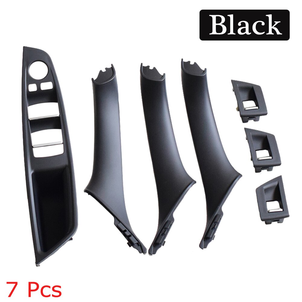7Pcs Binnendeur Handvat Pull Trim Grip Cover Voor Bmw F10 F11 F18 F30 520i 525i 5-serie Linkerhand Rijden Auto Styling: Black-7Pcs