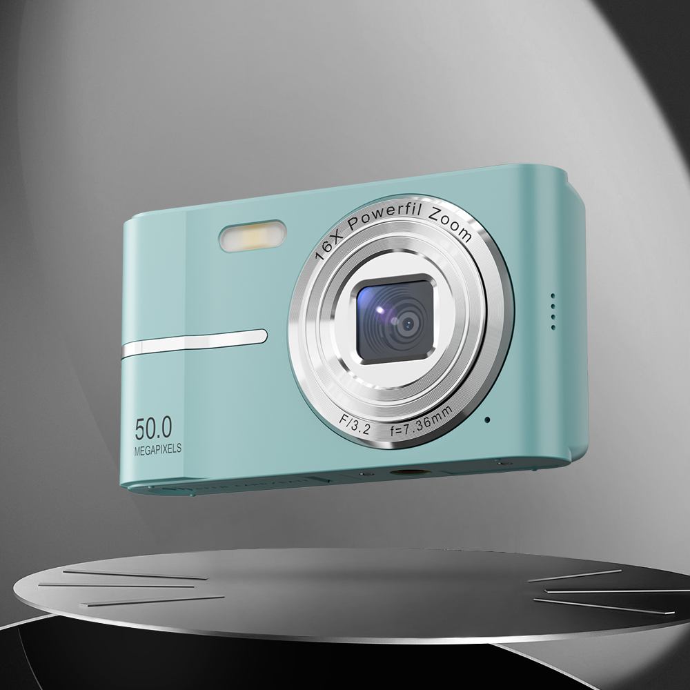 Cámara Digital con enfoque automático, 50MP, FHD, 1080P, cámara para niños, Zoom 16x, cámaras de vídeo Flash integradas, de cumpleaños para adultos y niños: Blanco