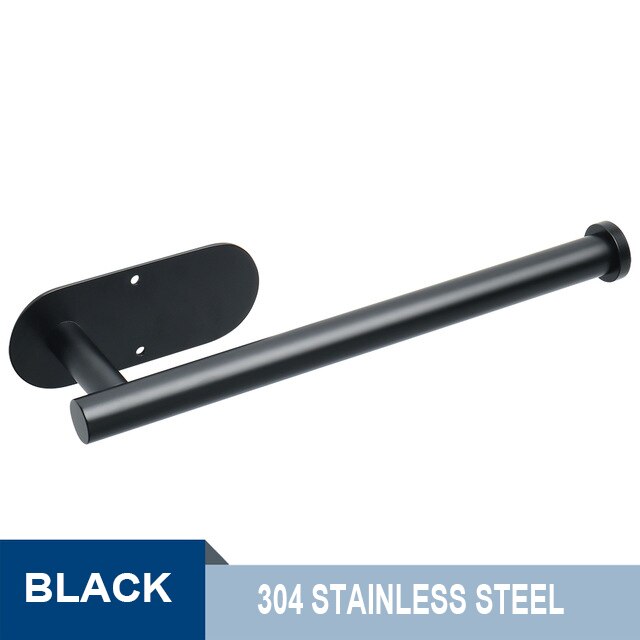 Alise uchwyt na ręcznik łazienkowy ze stali nierdzewnej haki na ręczniki naścienne matowy czarny 3M samoprzylepny stojak na papier toaletowy: matowy czarny