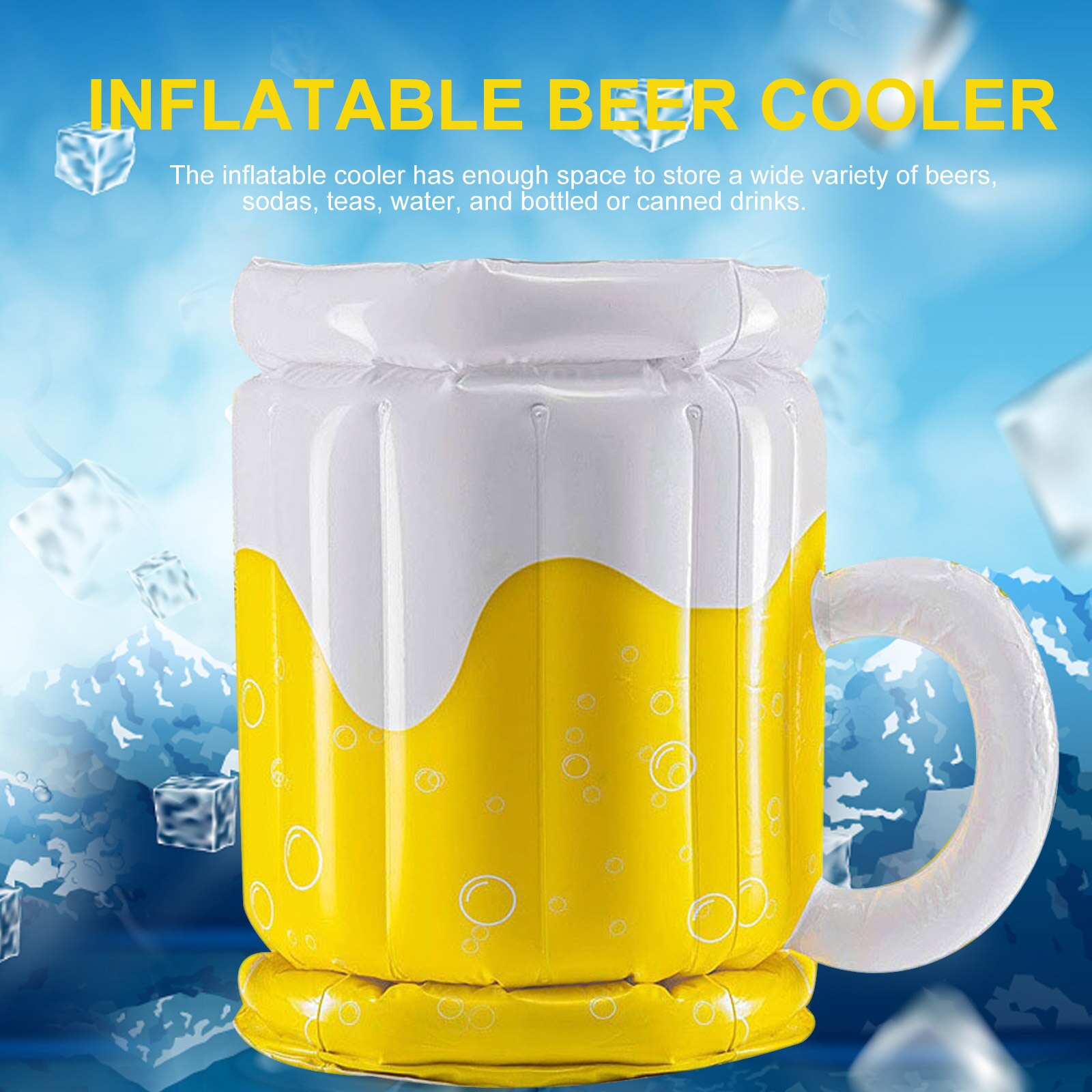 Inflatable Ice Bucket Mug Cup Holder Beer Water Ice Cubes Food Drink Bar Cooler Summer Party Swimming Pool Accessories