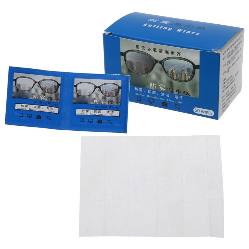 50 Stuks Anti-Fog Doekjes Bril Bevochtigd Antifog Len Defogger Brillen Doekjes B36D