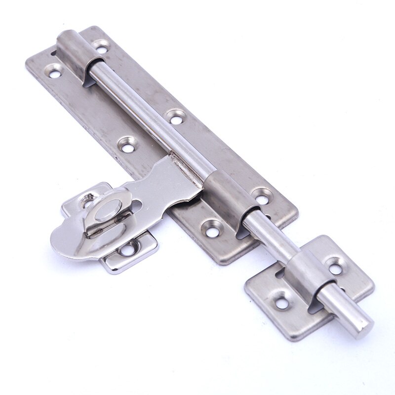 4/6/8 inch Long Silver Stainless Steel Door Bolts Latch Solid Sliding Bolt Latch Staple Gate Safety Lock Door Hardware Furniture