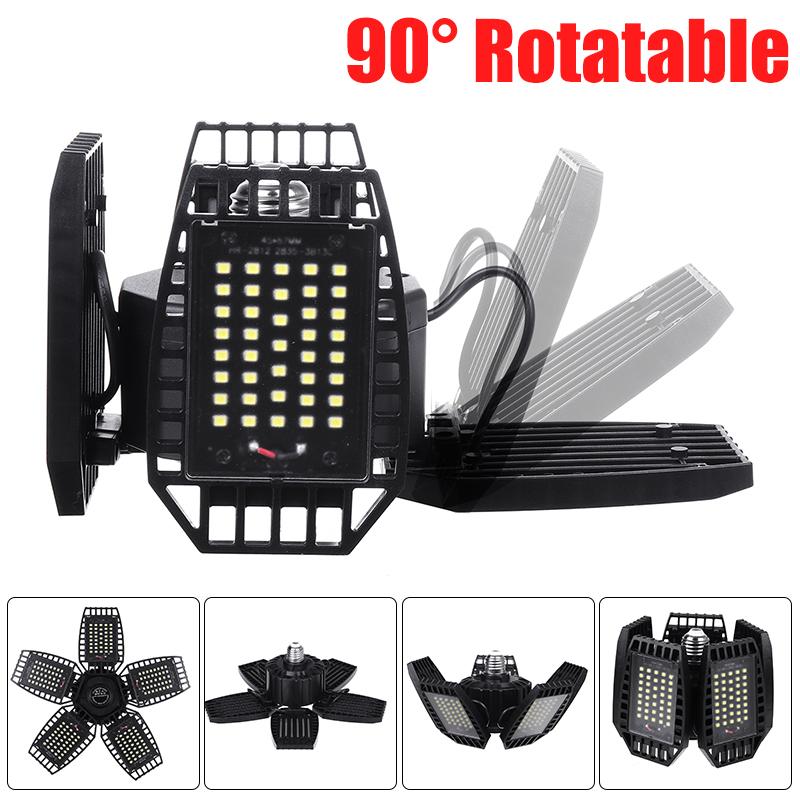 LED Garage Lights 300W E27 Garage Ceiling Light Adjustable Work Light Bulbs with 2/3/4/5 Panel Led Shop Lights+Remote Control