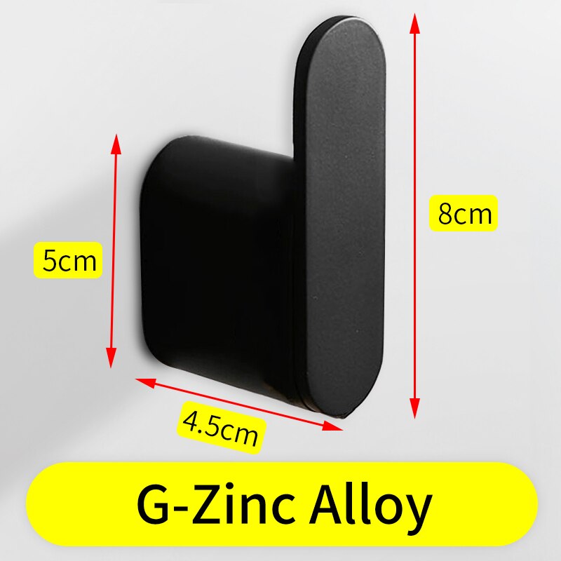 Kappekrok rustfritt stål baderomskrok svarte kroker for oppheng av håndklær veske lue kleskrok vegghenger maskinvare for bad: G-sink legering