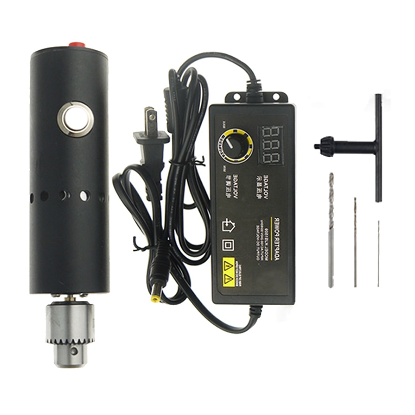 Elektrische Mini Bohrer 0,3-6,5mm 3V-24V rotierend Werkzeug Bausatz Variable Geschwindigkeit mit Selbst-schloss Schalter, kühlung Löcher, für Schleifen, Schneiden