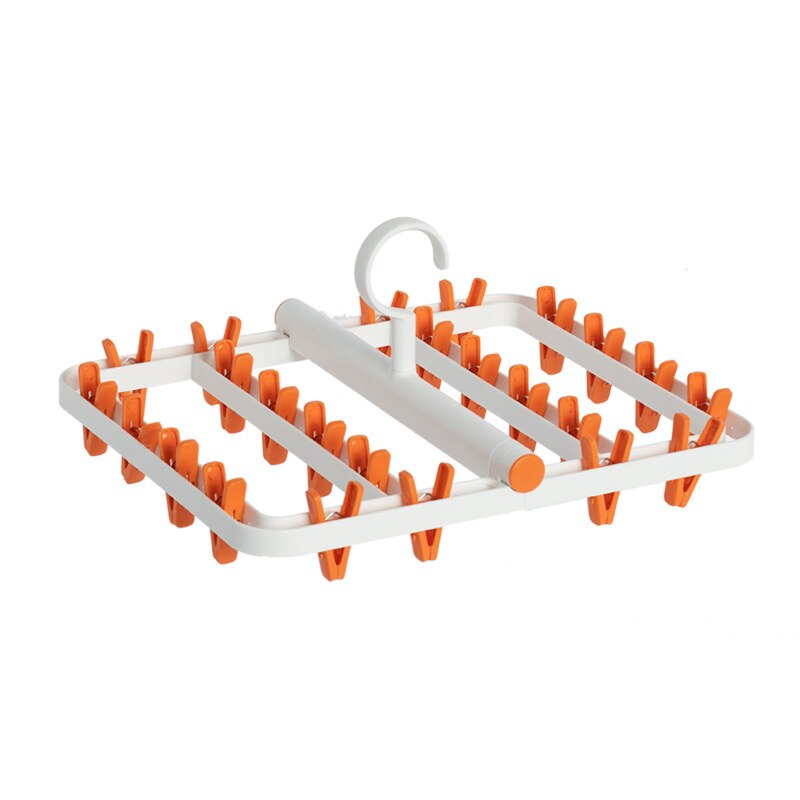 Clothes Rack Foldable Anti-winding Firm Clothes Line 360° Omnidirectional Rotation Clothes Drying Rack: White Orange