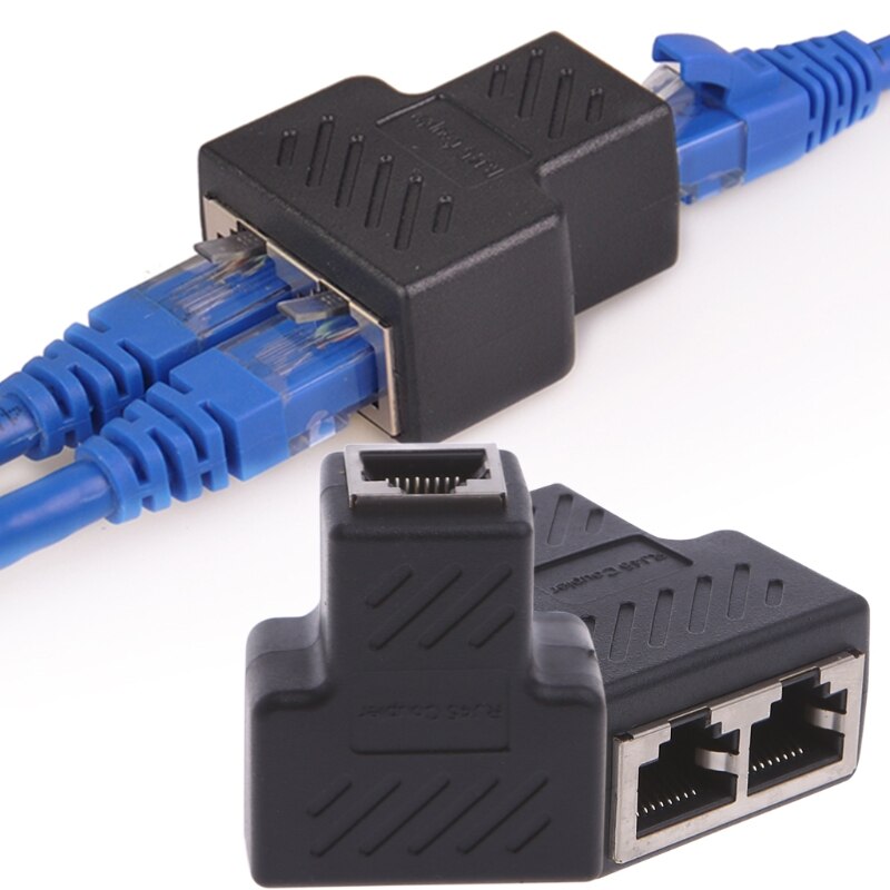 1 Naar 2 Manieren Lan Ethernet Netwerk Kabel RJ45 Vrouwelijke Splitter Connector Adapter