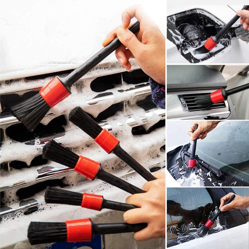 3Pcs Auto Wiel/Band Borstel Autowasseretteborstel Met Handvat & 2 Set Auto Detail Borstel Wassen Auto detailing Cleaning Kit