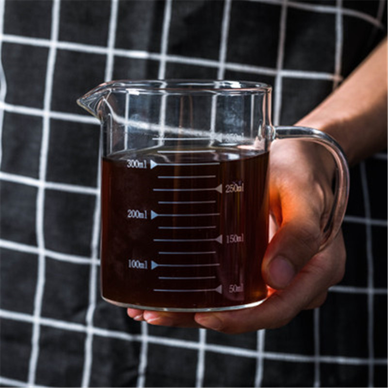 250/350/500/1000ml szklane kubki robić kawy i mleka z wysokim borokrzemianem, przezroczysty pojemnik, miarka, przybory robić pieczenia, akcesoria kuchenne: 350ml