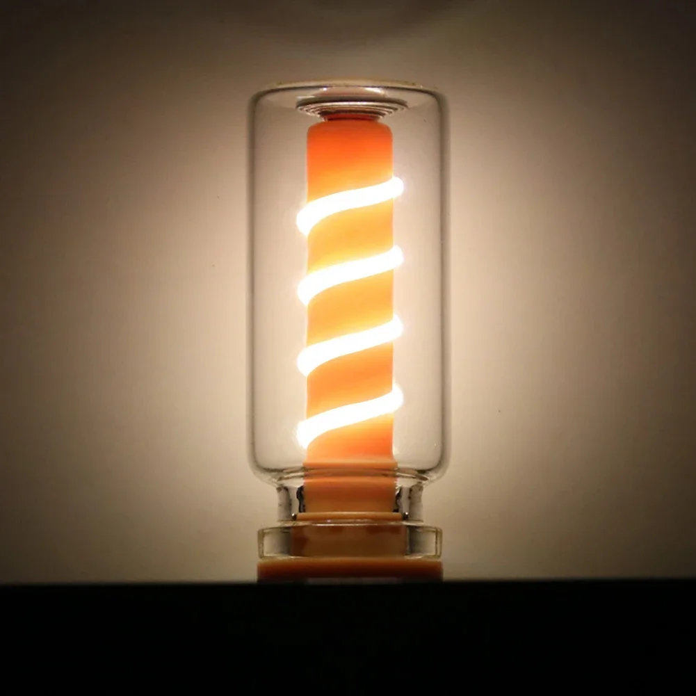 Bombilla LED USB con filamento en espiral, atenuación táctil, 5V, bombillas LED Retro, luz nocturna de 1W, iluminación LED decorativa incandescente para acampar, 1 ud.: 4300 K blanco amarillo
