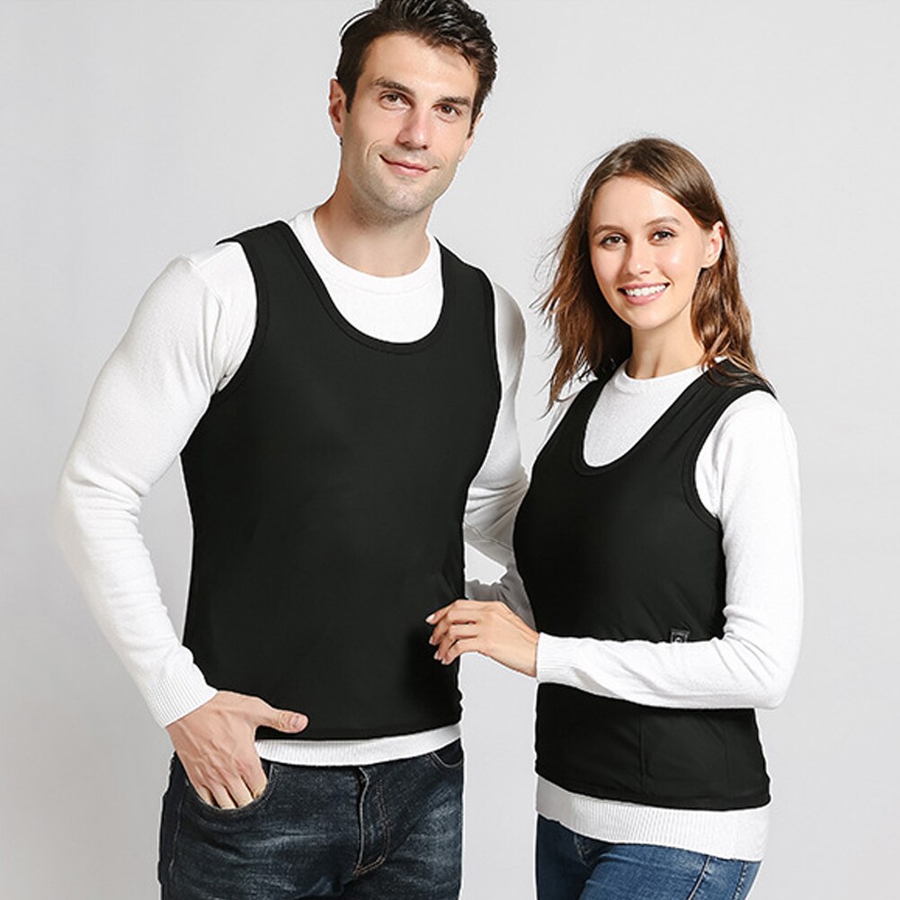 Chaleco eléctrico inteligente con USB para invierno, dispositivo con calefacción, 3 niveles de temperatura ajustables, para el Abdomen y la espalda, para senderismo y ciclismo al aire libre
