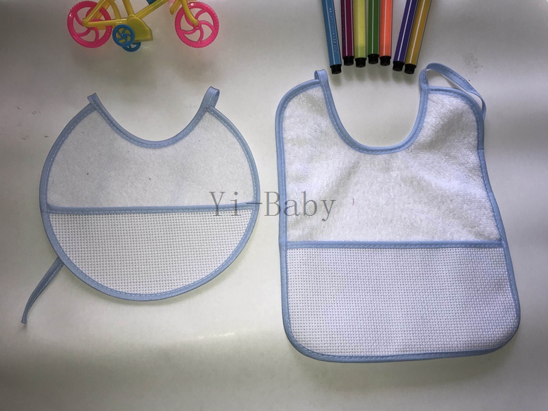 Frete grátis Ponto Cruz Babadores Infantil Bebê Babadores saliva toalhas babadores para bebês à prova d' água azul 4 Pçs/set YB170009