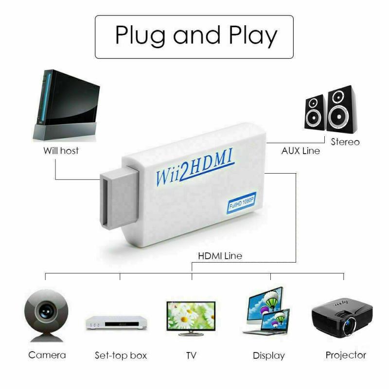 Draagbare Full Hd 1080P Voor Wii Naar Hdmi Converter Audio Output Adapter Converter 3.5Mm Audio Voor Pc Hdtv monitor
