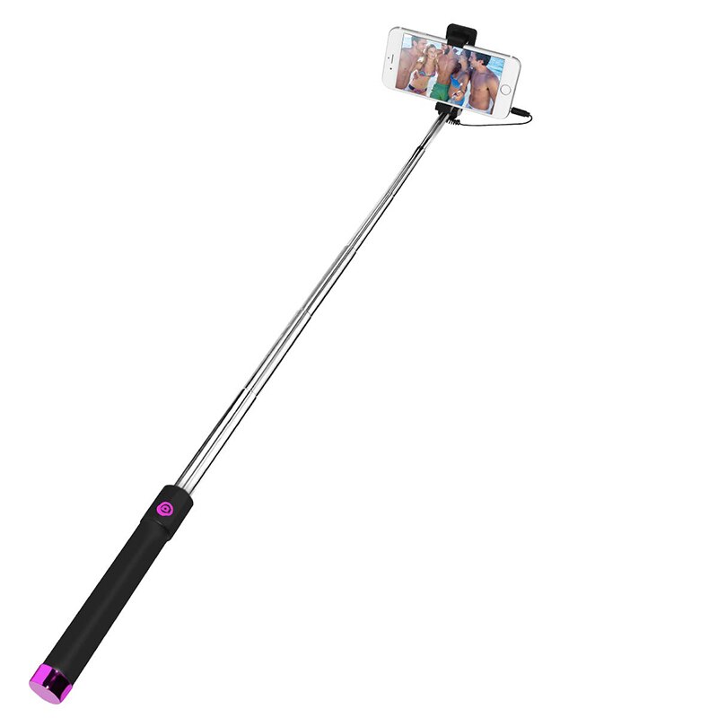 Ascromy Allungabile Palmare attraverso Cavo Selfie Bastone Selfiestick 3.5 millimetri Aux Cavo Monopiede per iPhone iOS androide Cellulare Accessori Del Telefono: rosa rosso