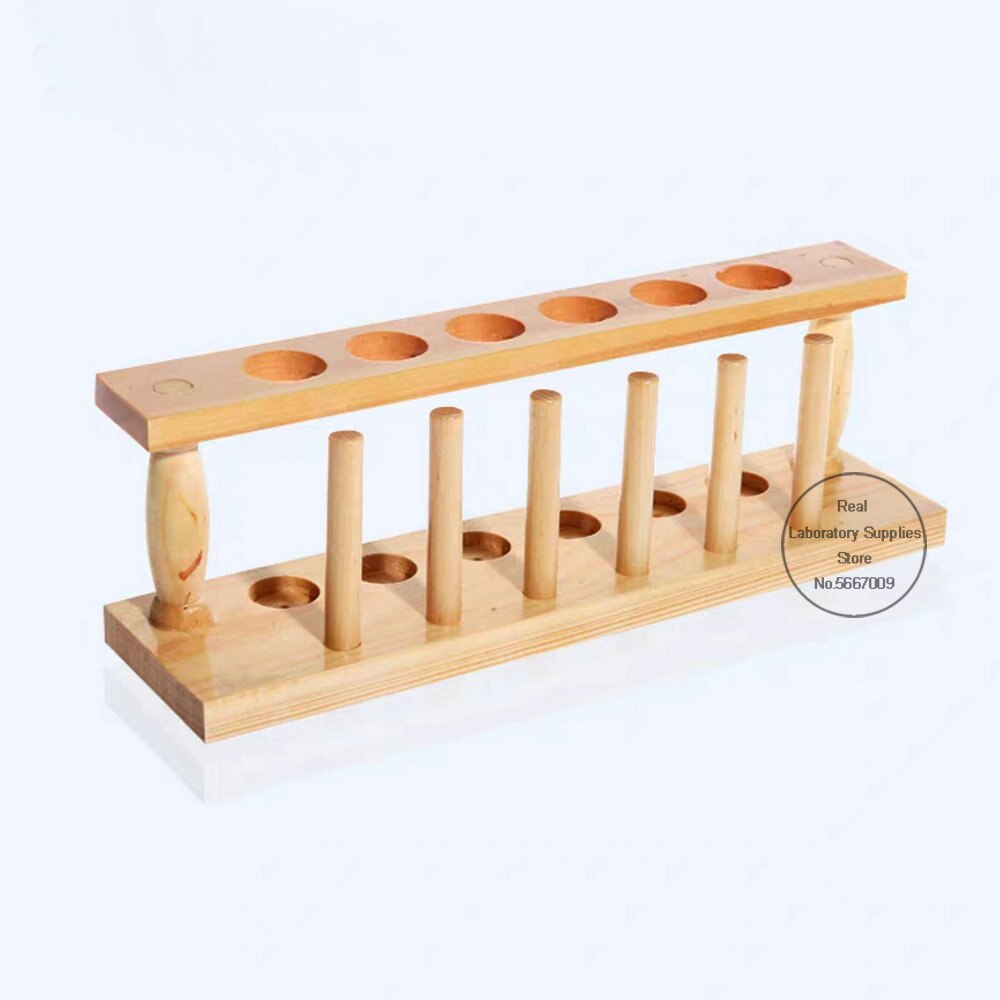 Soporte de tubos para pruebas de laboratorio de madera con 6 agujeros y 12 agujeros con orificio de 23mm para experimentos escolares