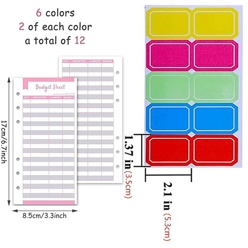 A6 Notebook Binder Budget Planner Organizer 6 Ring Binder Cover,Binder Pockets,Expense Budget Sheets Sticking Ruler