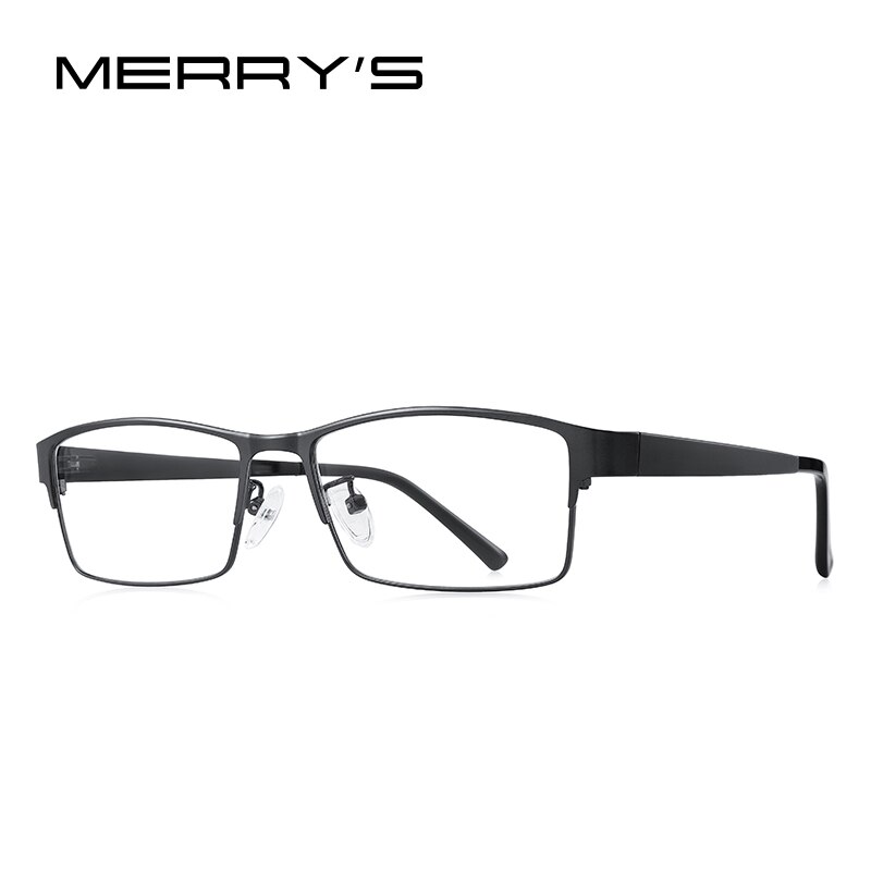 MERRYS -monture de lunettes pour hommes, en alliage de titane, monture TR90 jambes, pour myopie, monture optique, Style Business, S2211: C01 Black