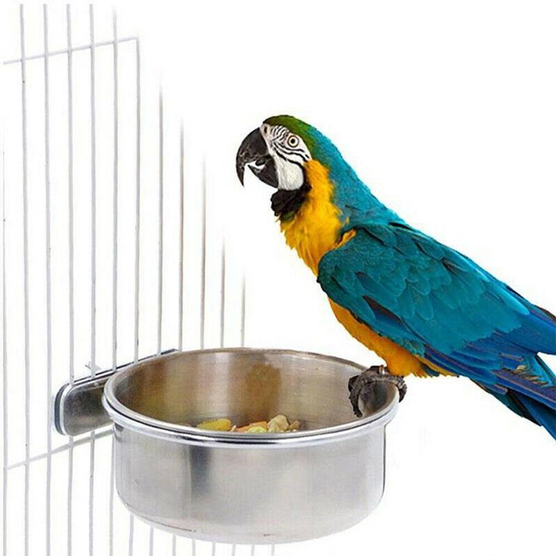 Parrot Stainless Steel Food Bowl Food Container Food Cup Cup Special Trough For Birds Food Water Food Bowl Water Basin U4M2