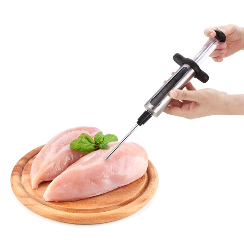 Keuken Vlees Injector, Bbq Koekenpan Spuit Voor Het Toevoegen Flavour Marinades, Kruiden, Kruiden En Sauzen, Rvs