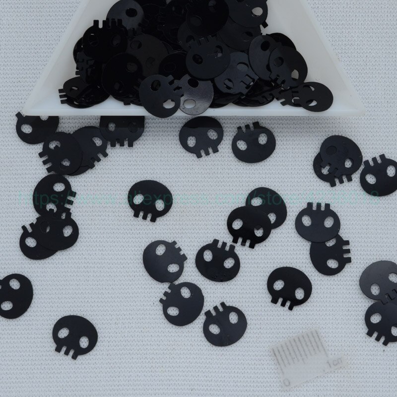 25g 9*10mm leuke Schedel Vormige PVC losse Pailletten Voor Ambachten Pailetten Plakboek Decoratie Kid DIY Accessoire: 1. black