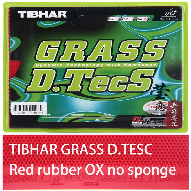 Tibhar GRASS D.TECS long pimples in table tennis rubber and rubber without sponge xo table tennis rackets racquet sport: red OX no sponge