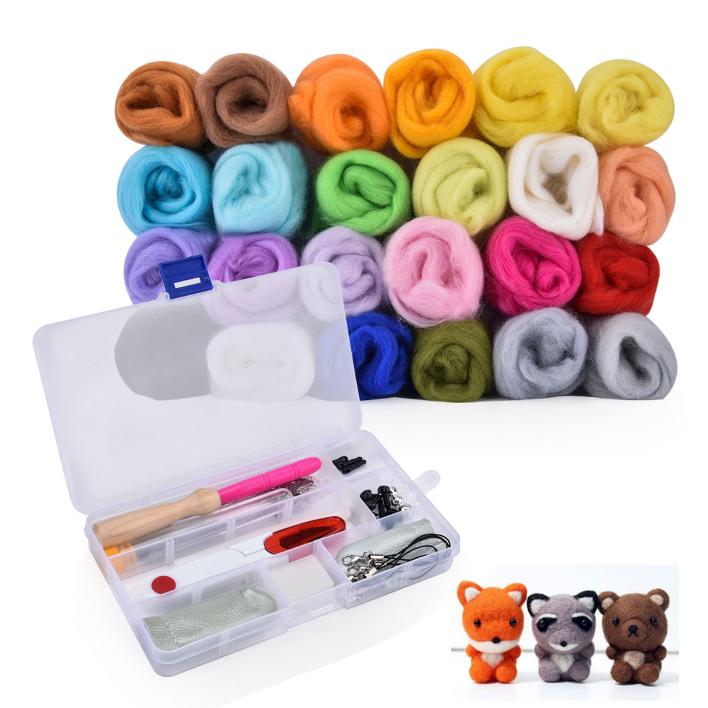 Agujas de fieltro para manualidades, Kit de agujas de 24 colores para lana, animales, flores, manualidades, DIY