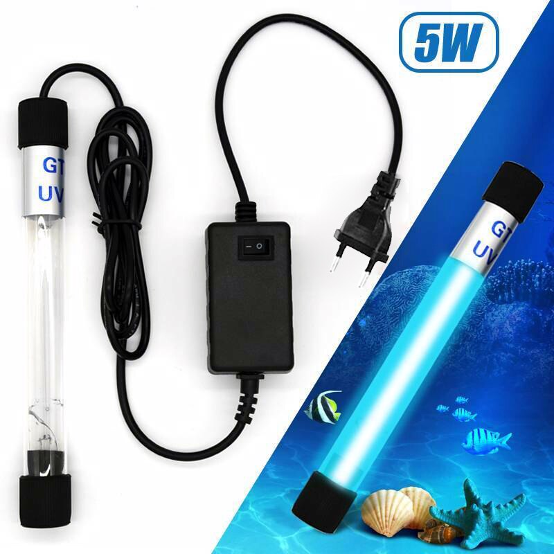 Stérilisateur à lampe UV étanche, filtre Submersible à lumière ultraviolette, nettoyeur d&#39;eau pour Aquarium 5/7/9/11/13W: 5w EU Plug