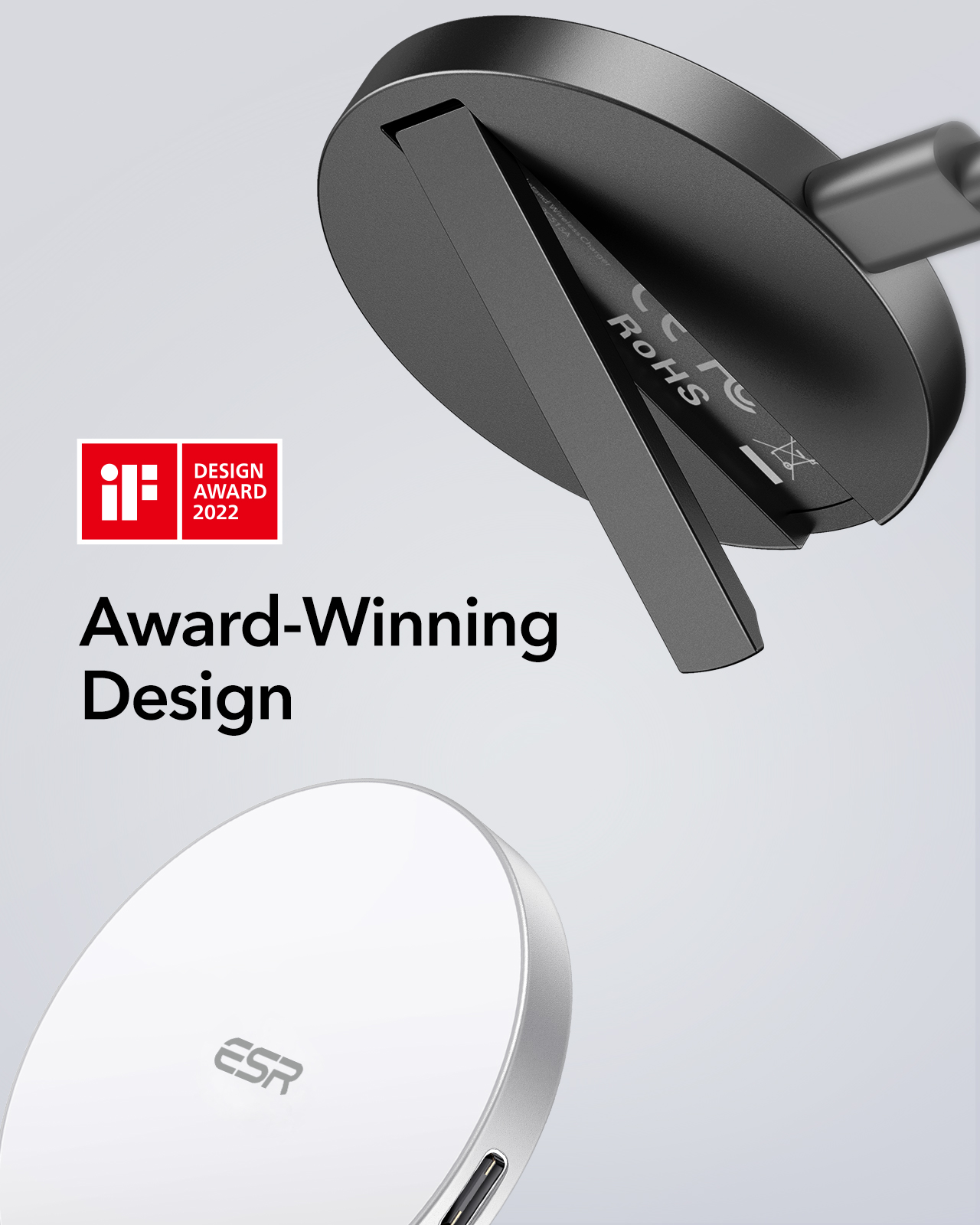 ESR HaloLock Kickstand Wireless Charger for iPhone 15 14 Pro Max 7.5W Qi Fast Charging A to C Wireless Charger for iPhone 13 Pro