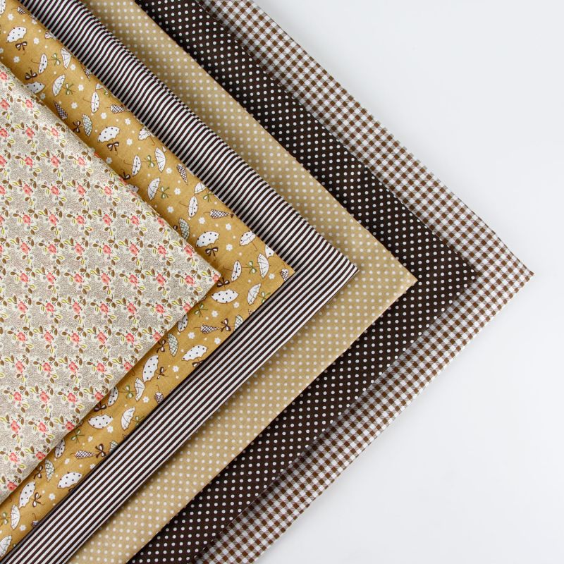 8 stil klud 50 cm x 50 cm print bomuldsstof bundt diy håndlavede quilt patchwork stoffer: 6 stk en masse kaffe