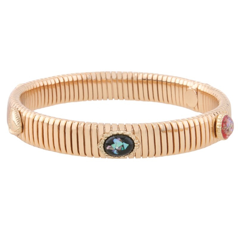 Braccialetti a catena a molla alla moda di moda braccialetti di marca in rame argentato donna manuale a gradiente aperto per regalo di gioielli con ciondoli nazionali: black shell