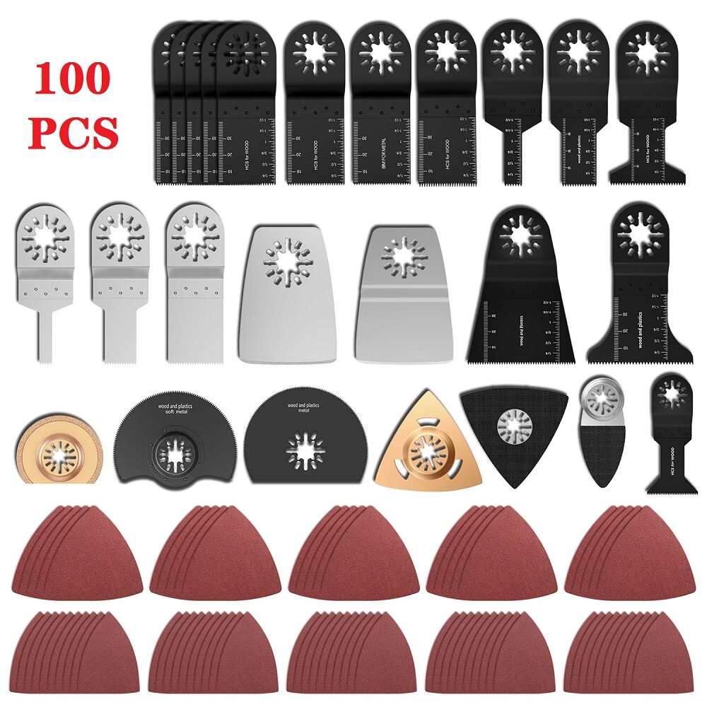Universal Oscillating Multi Tool Saw Blade Quick Release Dewalt for Renovator Power Tool Wood Cutting 10-121Pcs/Set: 100PCS-1