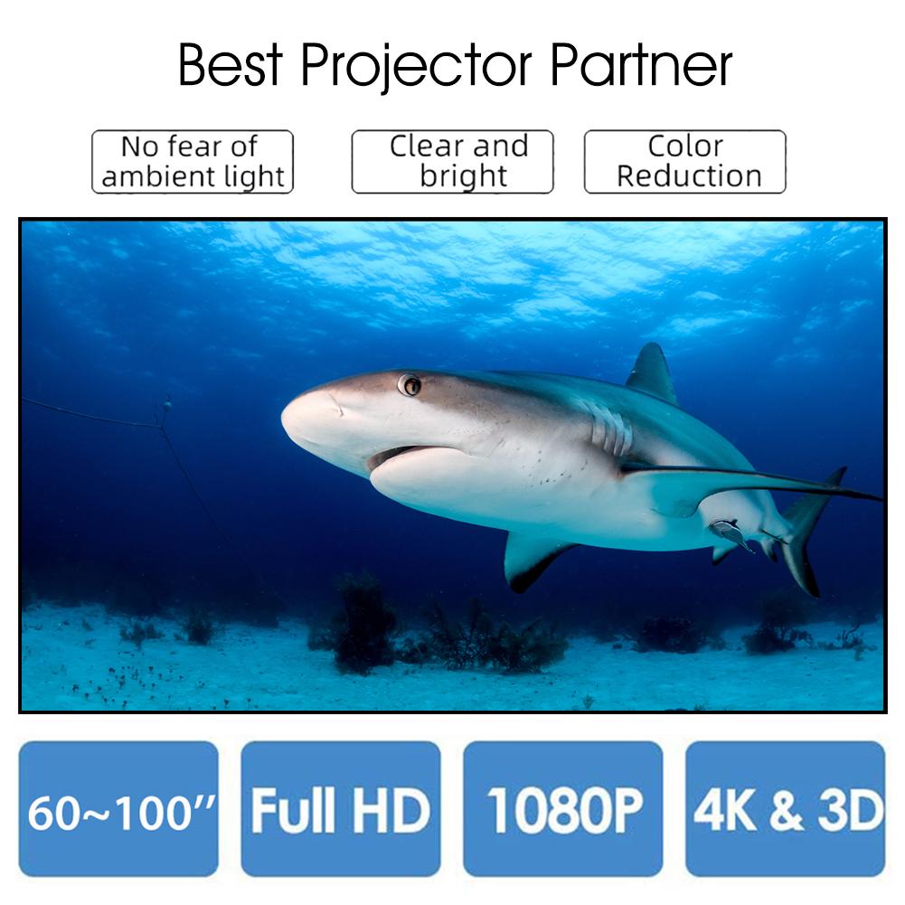 HD Projector Screen Portable Projection Movies Screen 4:3 Foldable Anti-Crease Projector Screen for Home Theater Outdoor Cinema