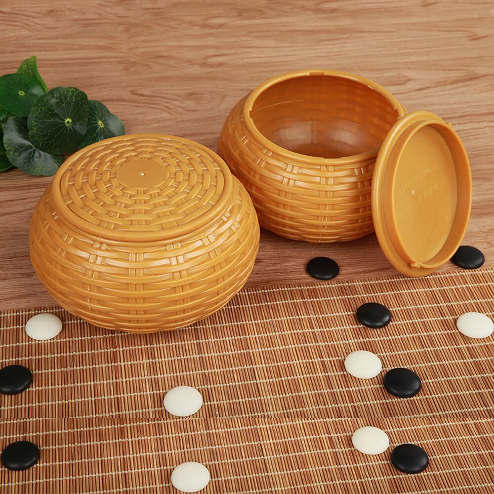 Boîte ronde en plastique tissé, une paire de grande boîte d&#39;échecs, noir et blanc, Pot de rangement Imitation paille échelle de Dragon Gobang