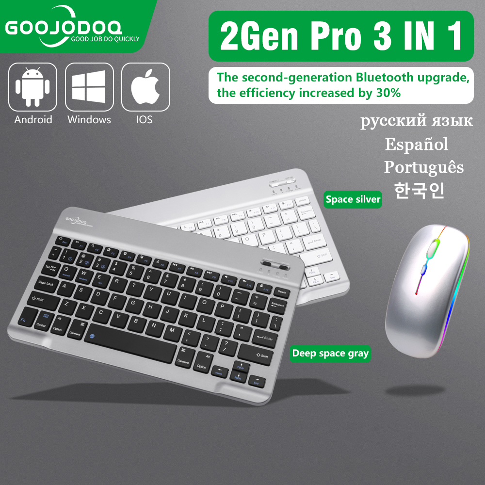 GOOJODOQ Wireless Keyboard And Mouse For iPad Tablet Smartphone Bluetooth Keyboard For Xiaomi Samsung Huawei Teclado Sem Fio