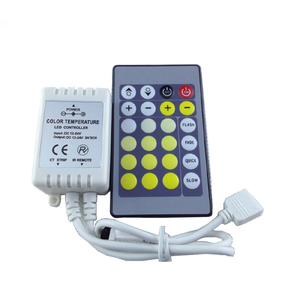 Led Controller 24 Keys IR CT RGB Controler Lights Controller Double Color Temperature IR Remote Dimmer DC 24V 6A For LED Strip