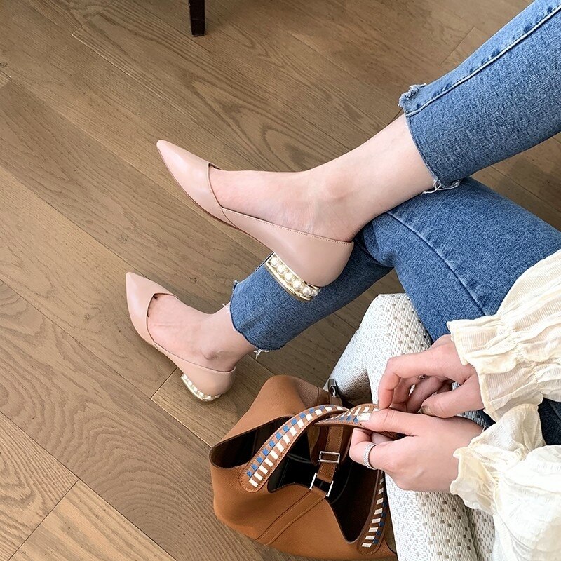 Comemore Summer Women décolleté tacco basso Slip on scarpe per ragazze eleganti ballerine mocassini in pelle da donna per ufficio 2022 mocassini 39
