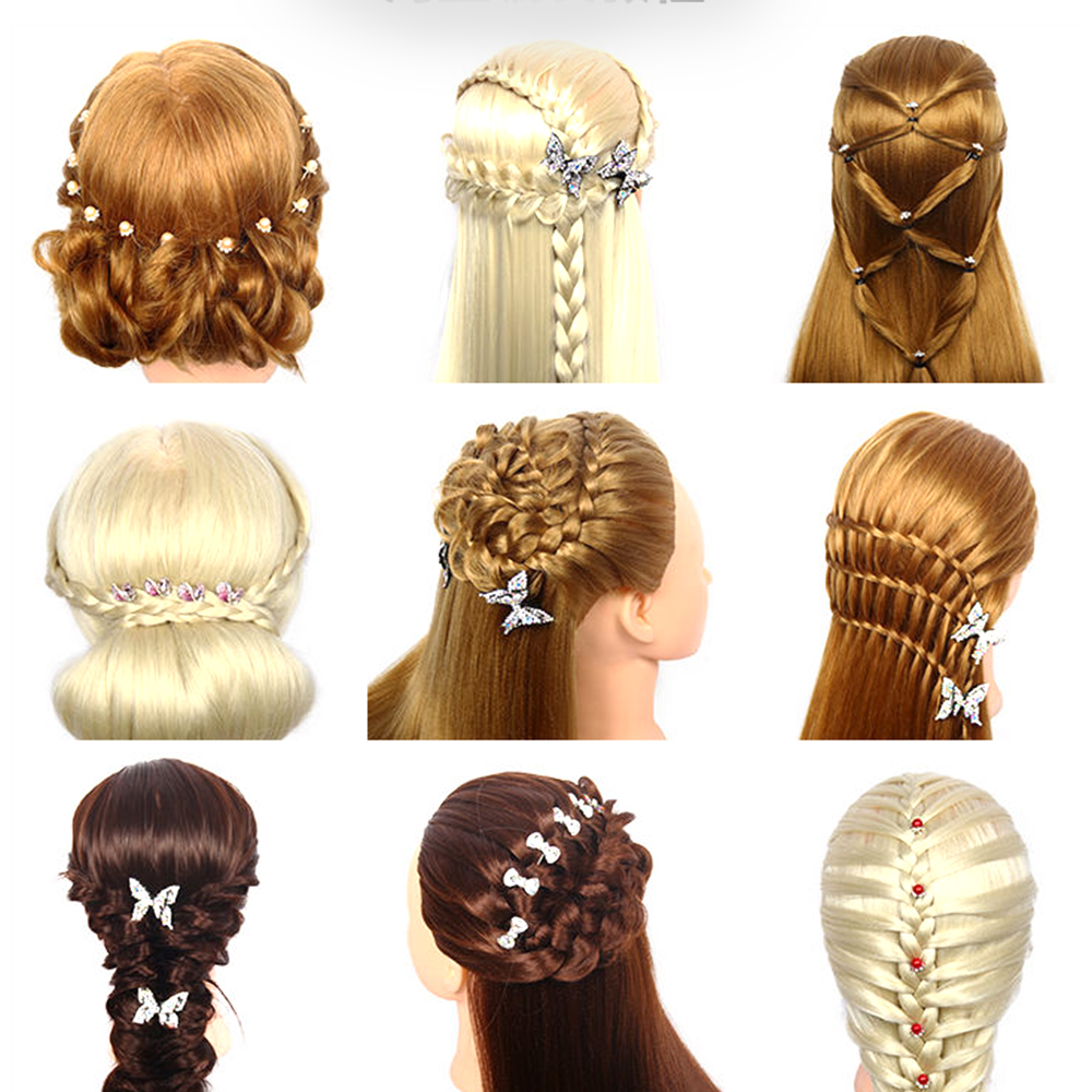 26 Inch Synthetic Hair Mannequin Head With Free Clamp Stand Hairdresser Training Manikin Cosmetology Doll Head For DIY Braid