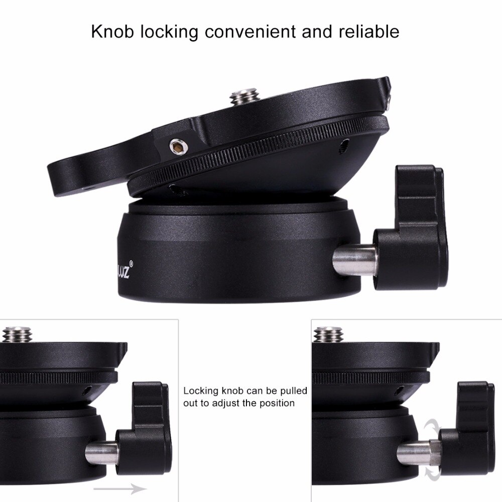 PULUZ 3/8inch Thread Dome Panoramic Tripod Head Tripod Leveling Head Base with Bubble Level 3/8 standard screws