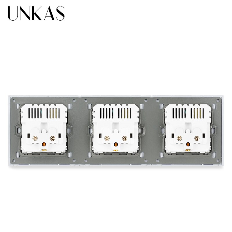 UNKAS 3 Gang French Wall Power Socket Dual USB + HDMI Port USB 3.0 Jack TV RJ11 Telephone RJ45 Internet PC Plastic Panel Outlet