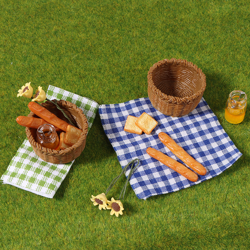 1 set 1:12 dockhusminiatyr honungsbrödkorg tyg picknickkorg köksmodelldekor leksaks dockhustillbehör
