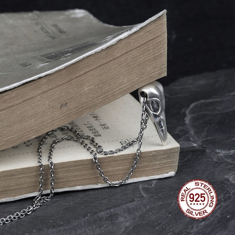 Hellolook Gothic Bird Schedel Hanger Ketting 925 Sterling Zilveren Ketting Hanger Punk Ketting Voor Mannen Vintage Sieraden