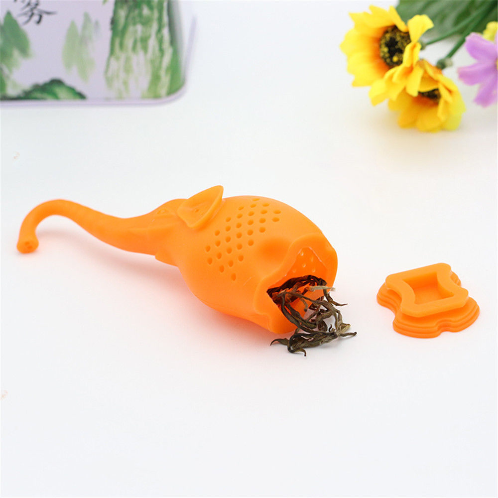 LINSBAYWU Kleine Olifant Theezeefje Siliconen Dier losbladige Thee-ei Filter Diffuser Fun Thee Accessoires: Oranje
