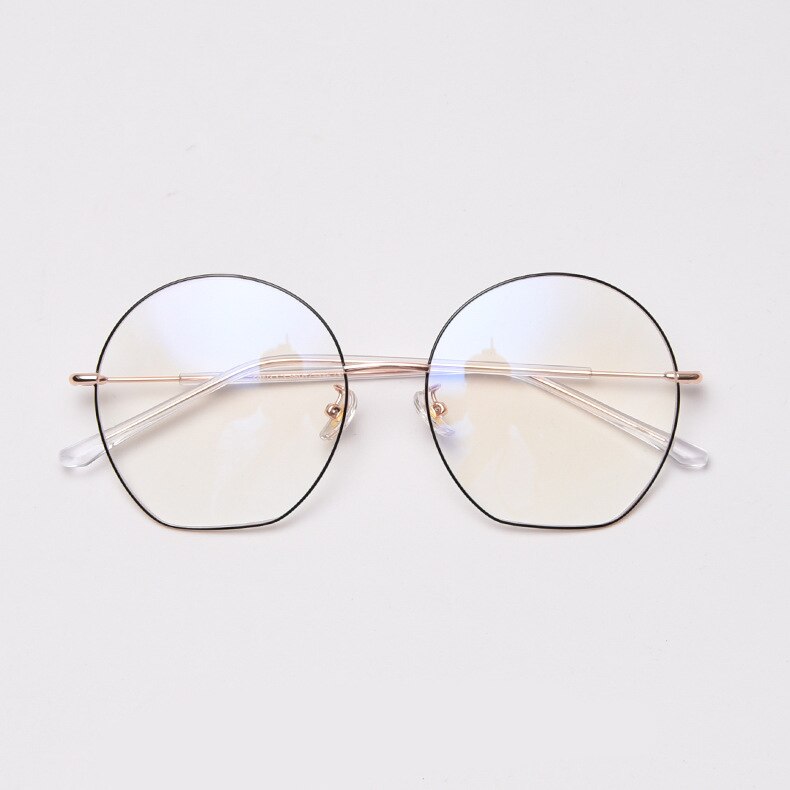 49432 Semicircle Oversized Metal Glasses Frames Ultralight Men Women Optical Computer Glasses: C3RoseGold-Black