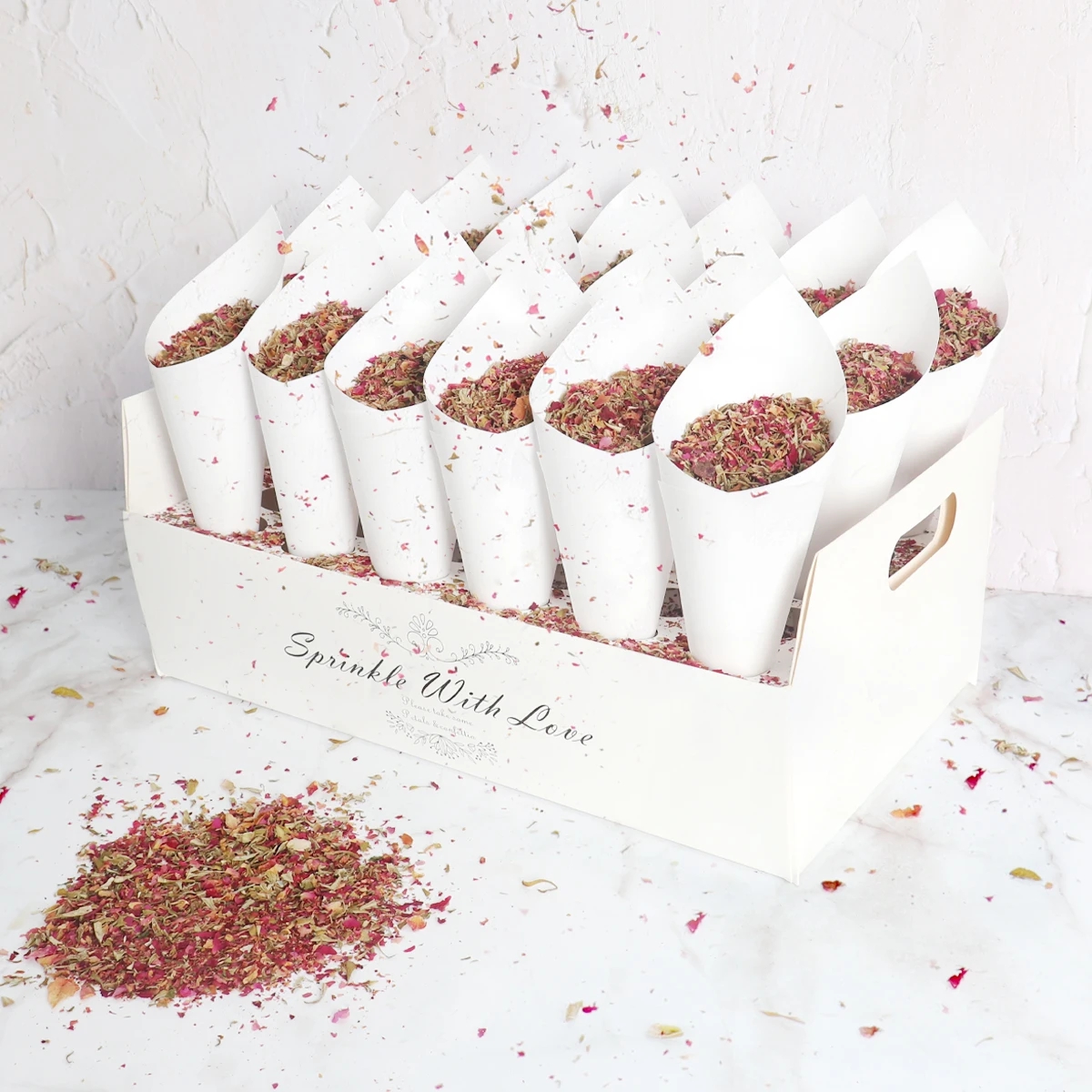 Soporte para conos de confeti de boda, soporte para conos de boda, suministros de decoraciones de boda de papel Kraft, cono de bandeja de confeti