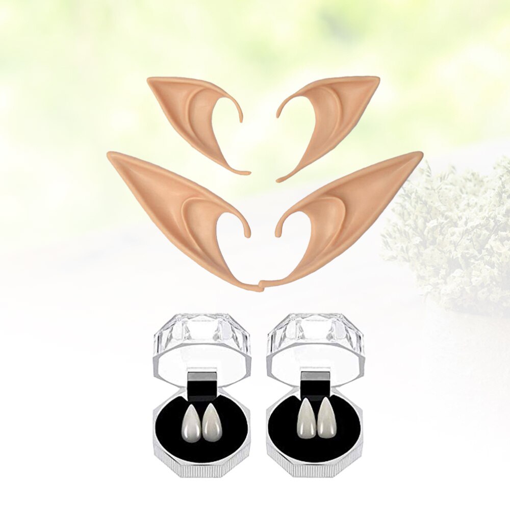 8 stk og holdbare halloween fest rekvisitter kostume kugle alve ører vampyr tænder