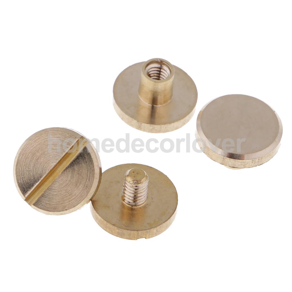 6 Sets Massief Messing Platte Ronde Kop Stud Screwback Leren Craft Chicago Schroeven