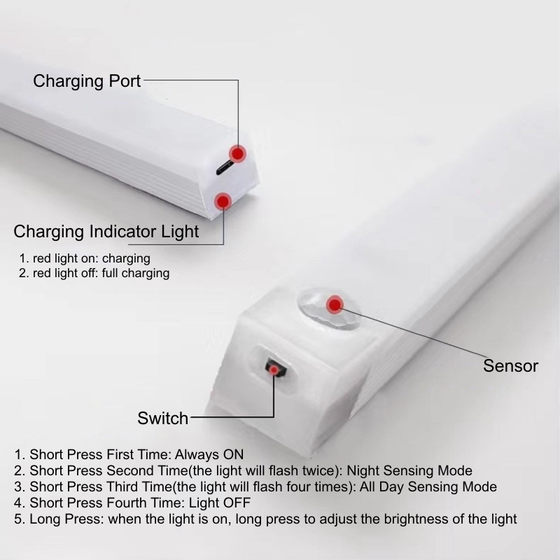 USB Oplaadbare PIR Bewegingssensor LED Barverlichting Dimbare Detector Nachtlampje Draagbare Inductie Kastlamp voor Keuken Kamer