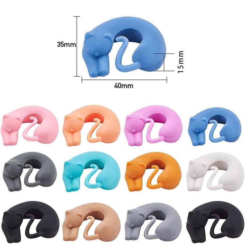 6 unids/set gato marcador para vaso de vino animales de silicona vacaciones DIY Copa etiquetas de decoración suministros forma Sti E3U1