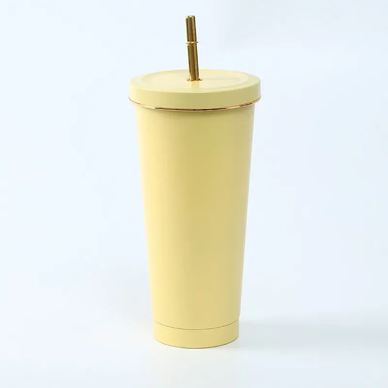 500 750ml Straw Cup With Lid Coffee Reusable Plastic Tumbler Frosted Mug Water Bottle Drinkware Portable Large Capacity Milk Tea: Red / 750ml
